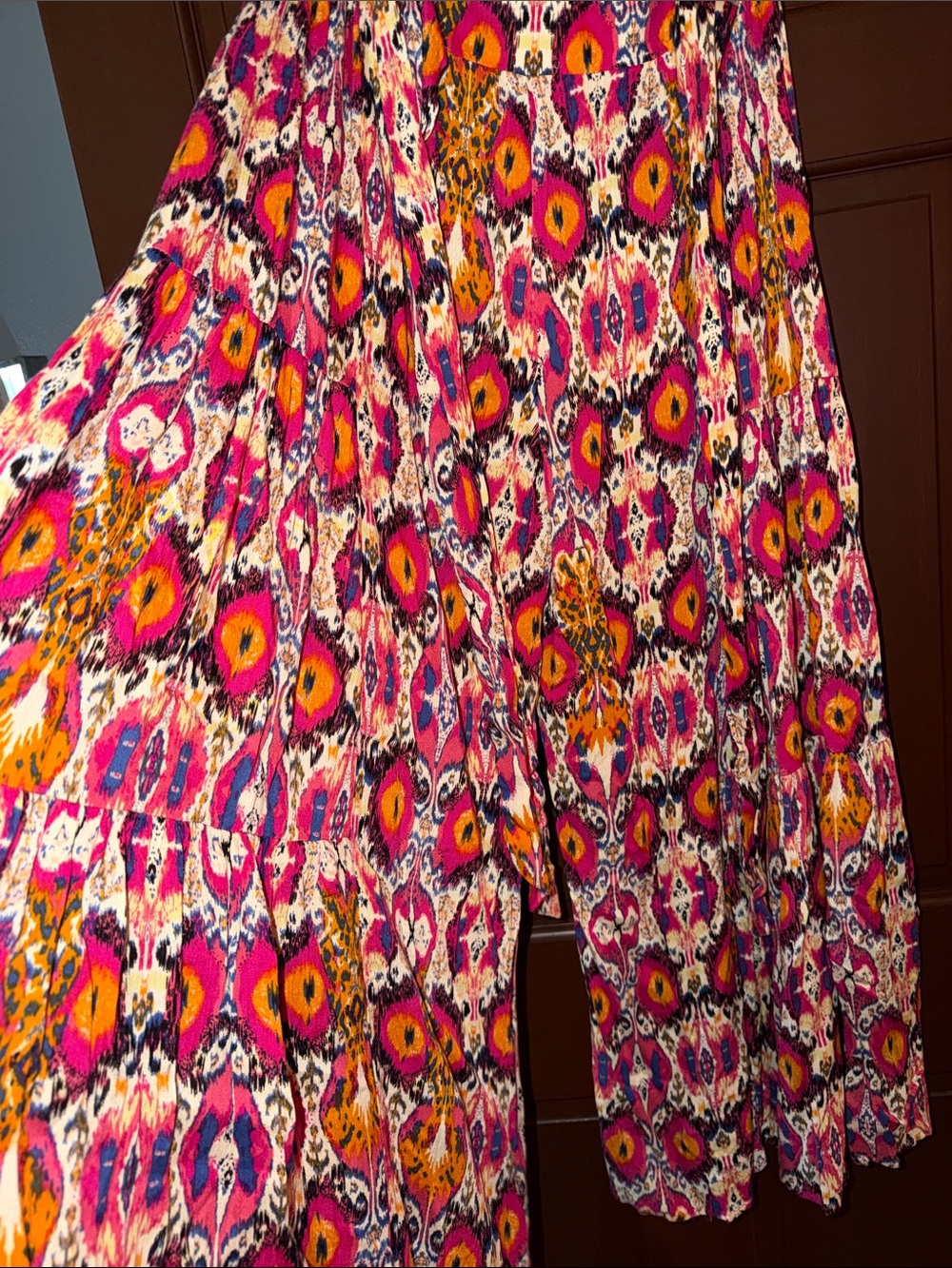 Vibrant Pink & Orange Printed Maxi Skirt - Picture 3 of 8